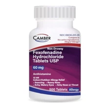 Camber Fexofenadine 60mg 500 Tablets Equiv. to ALLEGRA  12HR