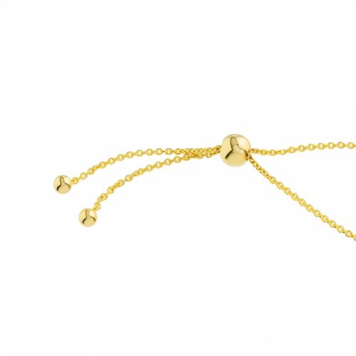 Heart Charm Bracelet Solid 14K Real Gold Cable Chain Adjustable Bolo Bracelet - Picture 6 of 12