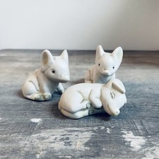 Set of 3 Vintage Bisque Porcelain Farmhouse Pig Figurines