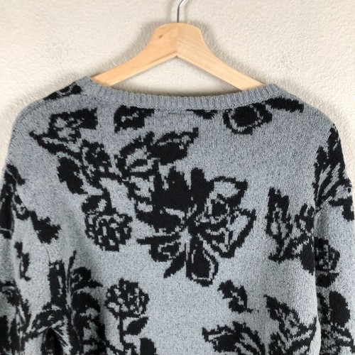 Lane Bryant Sweater Womens 10/12 Gray Black Floral Print Pullover Neutral Casual - Picture 6 of 17