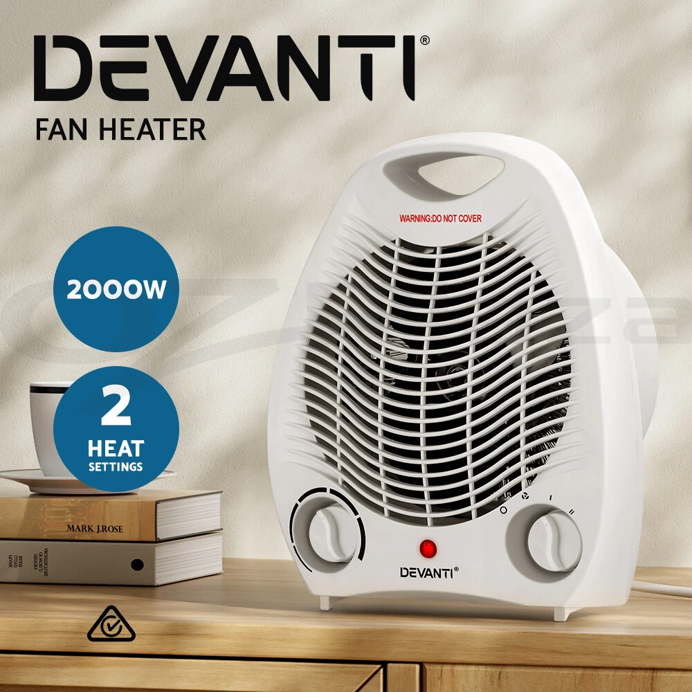 Devanti Electric Fan Heater Portable Room Office Heaters Hot Cool Wind  2000W | eBay