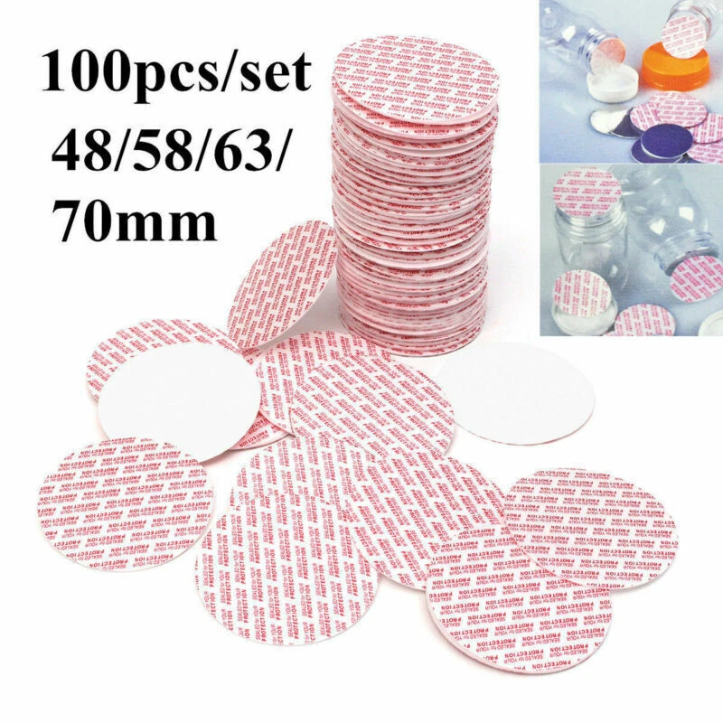 100Pcs Press & Seal Cap Liners Jar Bottle Foam Safety Tamper Seals 20mm～70mm - Image 2 of 4