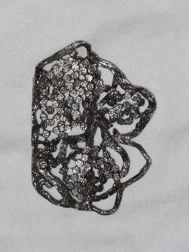 Vintage Floral Clasp Belt Buckle Silvertone Metal 1960s 2 Piece Art Nouveau - Picture 9 of 12