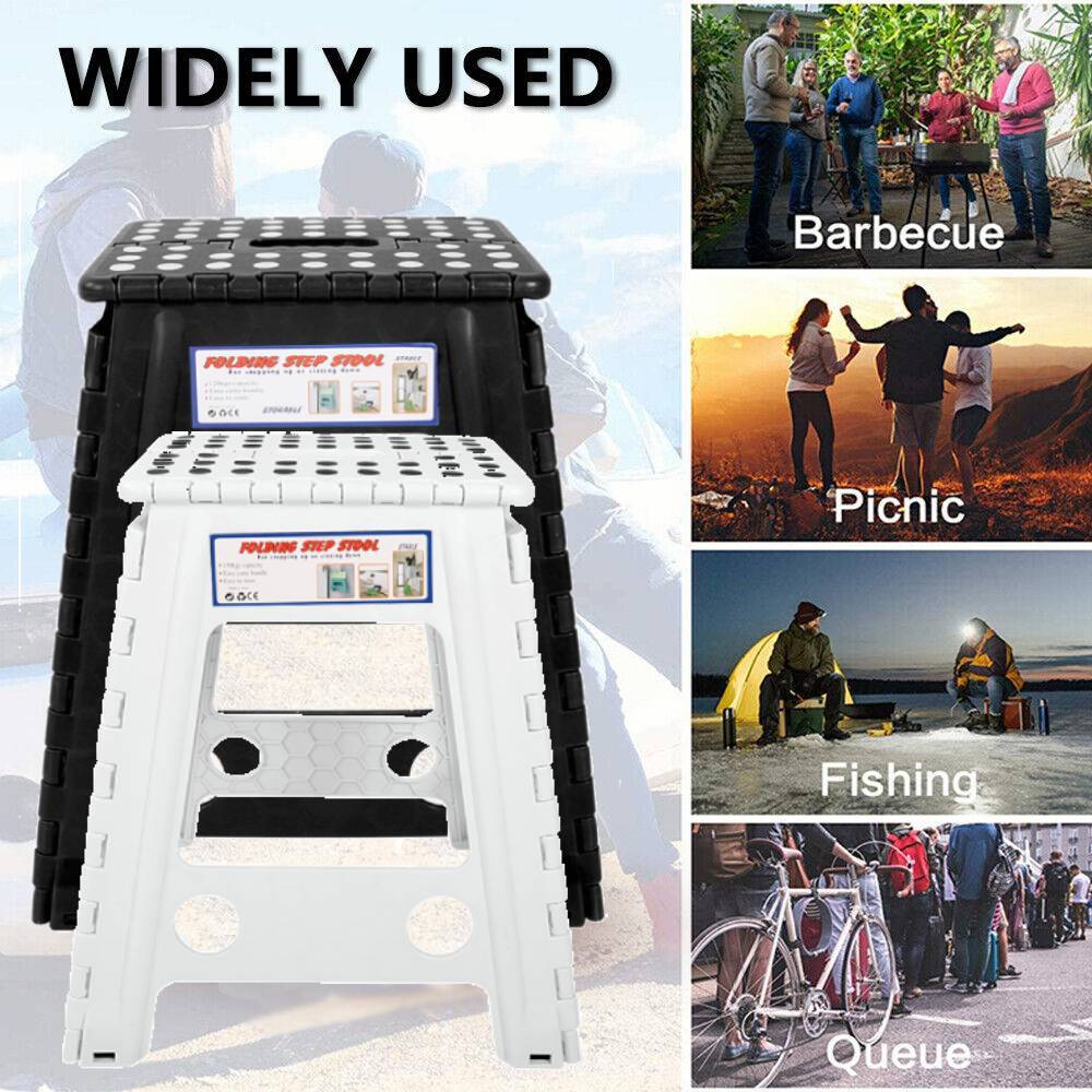 Foldable Step Stool - 45cm Height, Anti-Slip Top, Supports 150kg, Compact For Kitchen, Bathroom, Garage Storage-782140