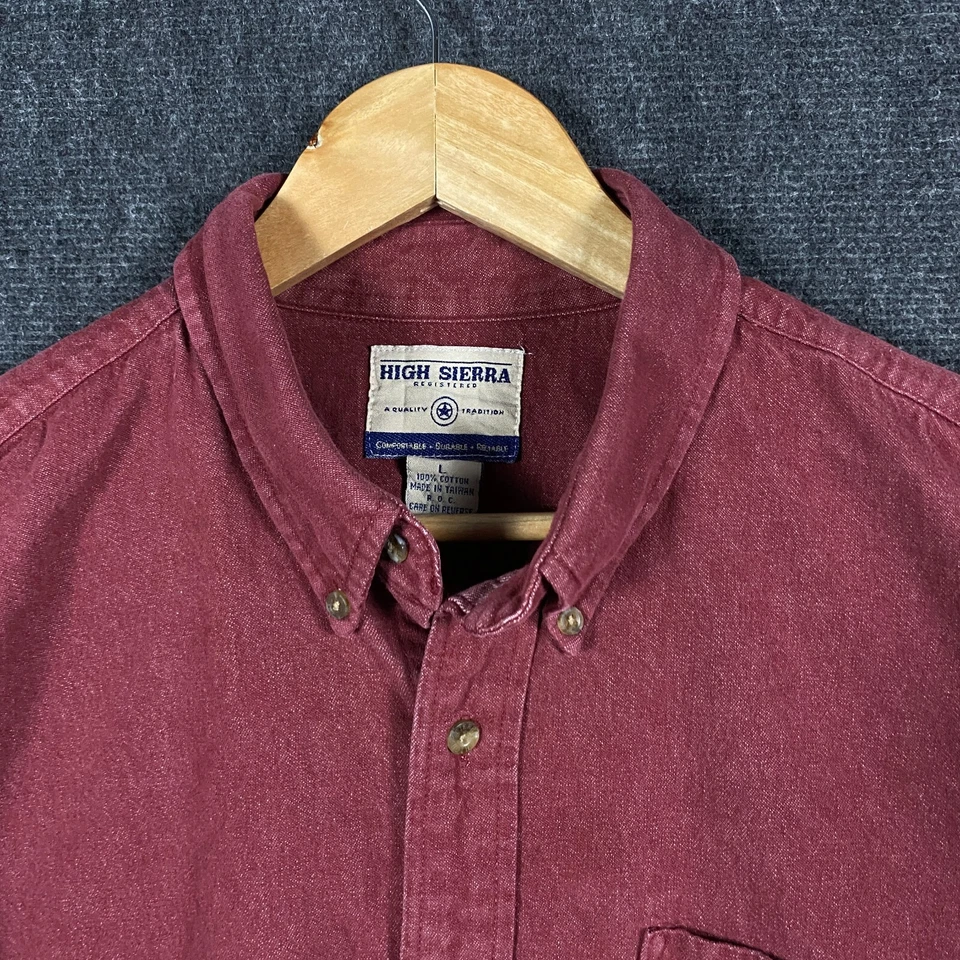 High Sierra Mens Shacket Shirt Large Button Down Brushed Cotton Red Workwear - Image 4 of 4