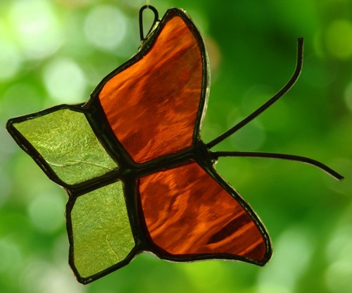 SEA GREENS AND BLUE BUTTERFLY Petite Stained Glass SUNCATCHER Gratitude Presents - Picture 14 of 24