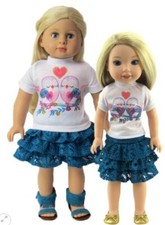 Active-wear, Valentine Spring-Summer Love Bird Skirt Set, for 18" Dolls