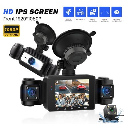 1080P 4 Channel Vehicle Car DVR Video Recorder Driving Dash Cam 360° Wide Angle