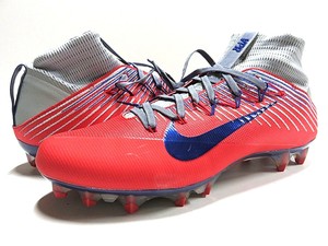 red and blue football cleats