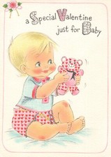 Vintage Valentine Baby Greeting Card Hallmark Stuffed Bear Sewing RARE