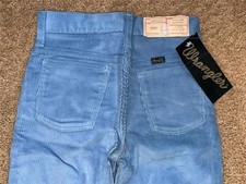 VTG 80S NEW BOYS KIDS 10 SLIM BLUE WRANGLER CORDUROY DENIM STRAIGHT JEANS PANTS