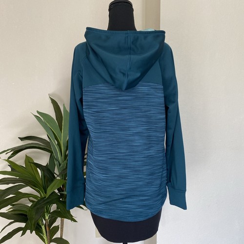 BCG Activewear Sz M Teal Hoodie Kangaroo Pocket Long Slv Sweatshirt Thumbholes - Picture 3 of 10
