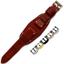 Leather bund watch strap Cuff Band Buffalo 18 20 22 24 26 mm Leather Bund Pad