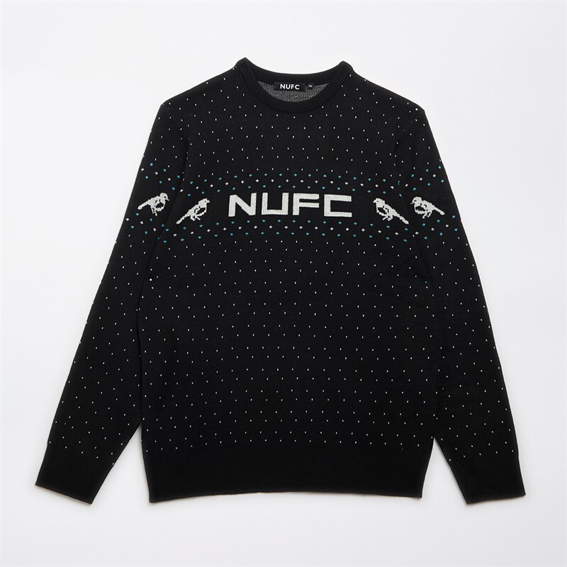 Official Newcastle United FC Mens Christmas knitted Jumper Black