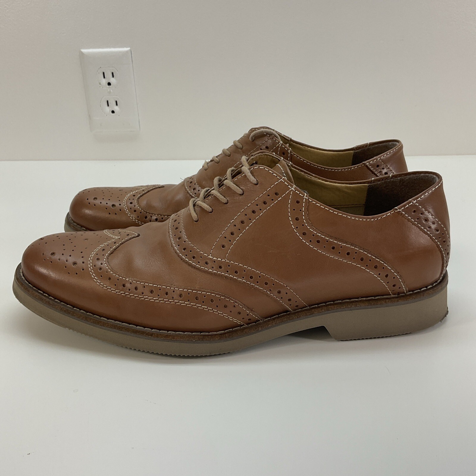 SAOLA Scarpe eleganti Oxford Bass & Co da uomo marrone chiaro in pelle stringate taglia 11 M
