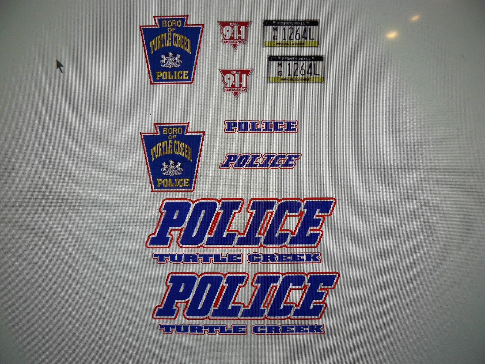 Turtle Creek Pennsylvania Police Patrol Car Decals 164 two for one