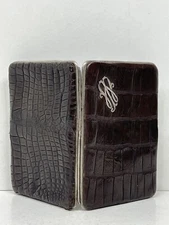 Victorian crocodile skin leather card stamp sovereign case by Parkins & Gotto