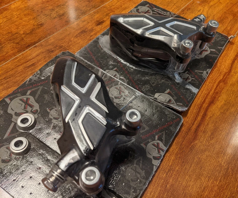 Pinza de freno de disco Duel negra Performance Machine 4 pistones rotores de 11,5" FL/FR Foto 3 de 4