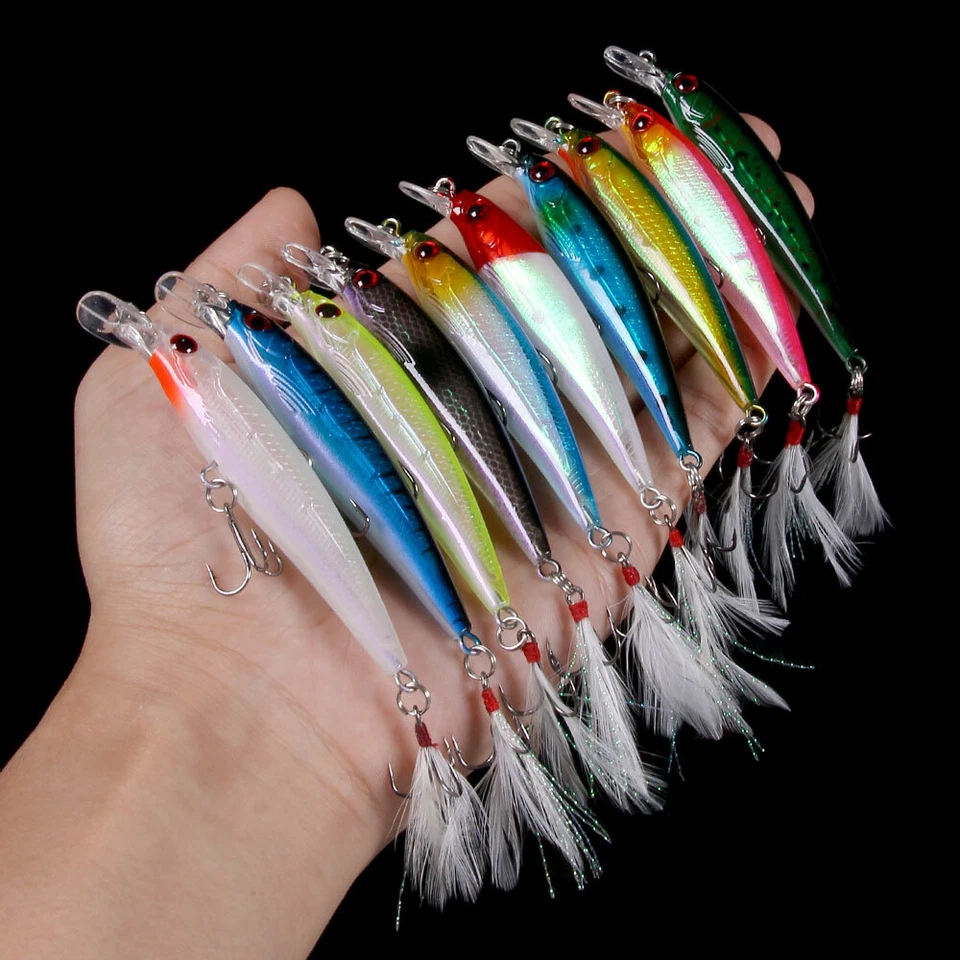 HENGJIA 9CM 8G MINNOW Leurre Poisson Nageur Pêche Peche Truite Mer - Photo 2/4