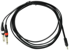 Rockville RNDSM10B 10' 3.5mm 1/8" TRS to Dual 1/4" TS Cable 100% Copper