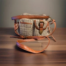 Frye And CO Tweed Leather Callaway Tweed Shoulder Bag Removable Crossbody Strap