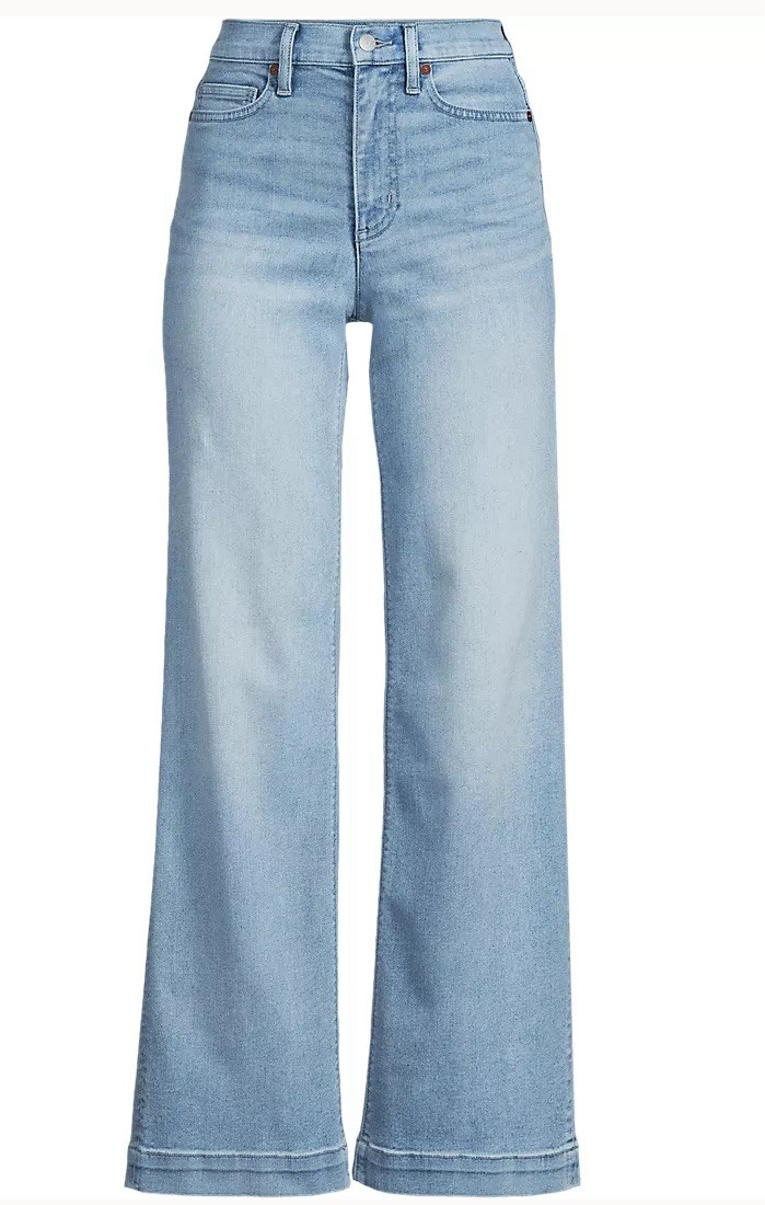 Lands' End High Rise Wide Leg Denim Jeans Stretch Light-wash Sz 18p EUC