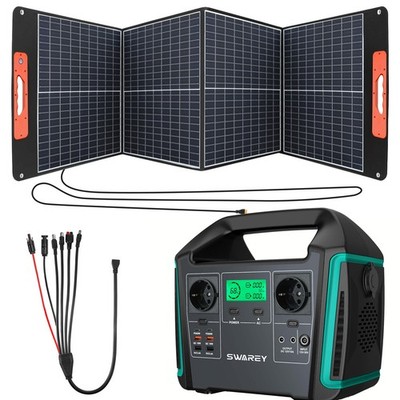 Swarey 1000W Powerstation Solargenerator Powerbank mit 100W Faltbar Solarpanel
