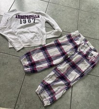 Vintage 2000s Rare 2pc Aeropostale Plaid Crop Sweatpants Jogger Sweatshirt Small