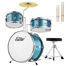 Kids Drum Set 3-Piece for Beginners, 14 inch Drum Kit with Adjustable Throne,...