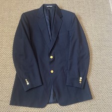 Joseph  Feiss 42 Tall Navy Sport Coat Blazer Jacket Gold Button Worsted Wool