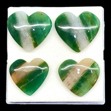 4 Pcs Natural Green Jade 32-35mm Heart Shape Pendant Size Loose Gemstones Lot