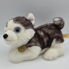 Aurora Miyoni Husky Plush Dog Toy 10" Soft Stuffed Animal Blue Eyes Gray White