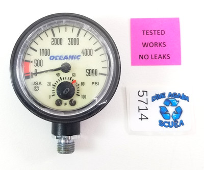 Oceanic 5000 PSI SPG Submersible Pressure Gauge + Thermometer 5,000 Scuba  #5714