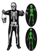 Glow in the Dark Skeleton Costume for Kids with Candy Bag - Halloween