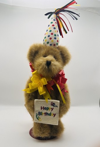 Vintage Boyds Bears Happy B Bear Happy Birthday 11" Jointed Plush With Stand