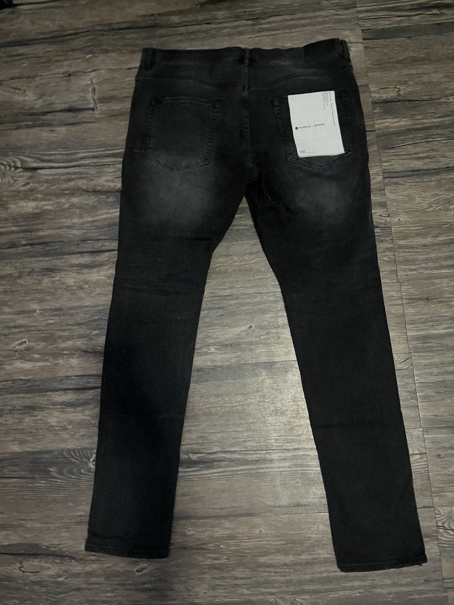Purple Brand Slim Fit Distressed Black Denim Jeans Men's Regular
