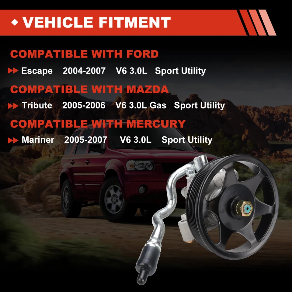 Bomba de direção hidráulica 21-5370 compatível com Ford Escape Mazda Tribute Mercury Mariner - Imagem 2 de 4