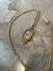Avon 1977 Frostlights Vintage Necklace Pink Gold Tone Frosted Pendant