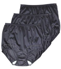 Dixie Belle Women Nylon Brief High Waist Scallop Trim 3 Pack Black Underwear