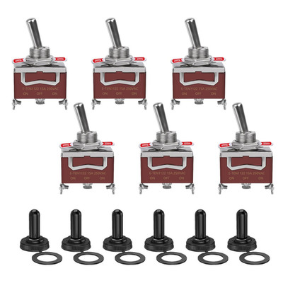 6 Pack Toggle Switch, 3 Pin 12V DC 30A, 250V AC 15A, Heavy Duty SPDT ON/OFF