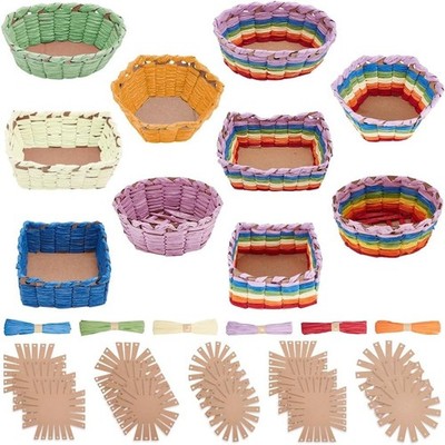 Basket Weaving Kit 15 Pieces Raffia Ribbon and Cardboard for Beginners Creative