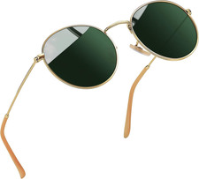 Vintage round Sunglasses for Women, Retro Trendy Polarized Sun Glasses UV400 Pro