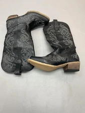 Rollda Boots Womens Size 8.5 Black Tall Western Cowboy Embroidered Pull On