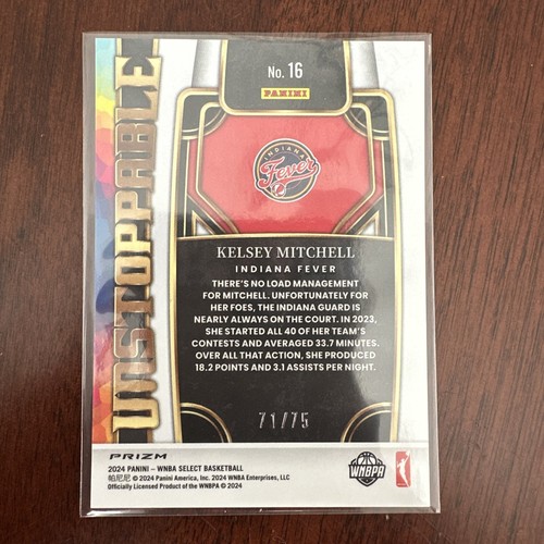 2024 Select WNBA Unstoppable White Disco Prizms #16 Kelsey Mitchell /75 - Picture 4 of 5