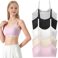 YoBeLove Teen Girls Sports Bras 5 Pack Cotton Underwear Strap Bra and Wire-Fr...