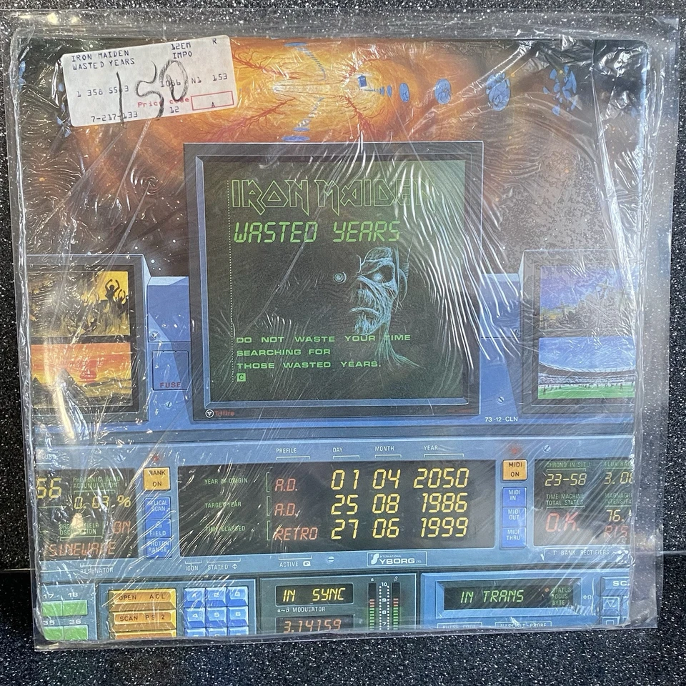 Iron Maiden 2 Lp Vinyl 12" Wasted Years Stranger In A Strange Land Sealed - Image 4 of 4