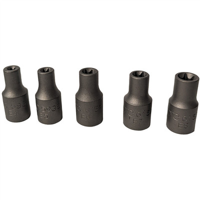 5900-E4-E8OTC TORX External Socket Set, 5 pcs. INCLUDES E4, E5, E6, E7, E8