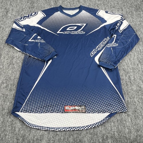 ONeal Element Jersey Mens Large Blue Motocross MX Long Sleeve Shirt Riding
