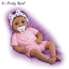 The Ashton-Drake Galleries Little Baby Girl Baby Doll with Magnetic Pacifier 18"