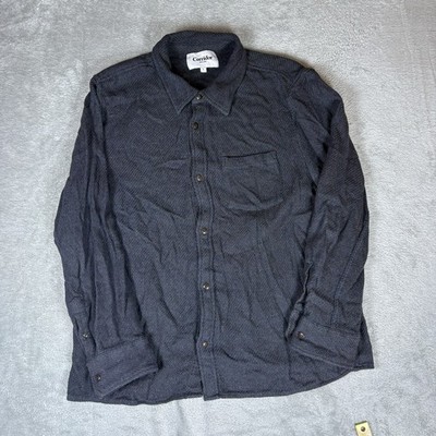 Corridor Men's Large Long Sleeve Textured Shirt Blue Copper Button Up